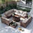 10 - Person Rattan Outdoor Conversation Sets With Fire Fit Table-119401201
