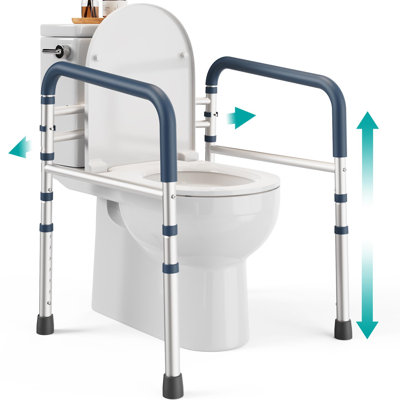Barrières de sécurité pour toilette pour personnes âgées et handicapées avec poignées brillantes, 450 lb (jaune)