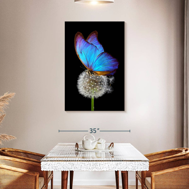 Brampt Blue Morpho On Dandelion, 45" H x 30" W