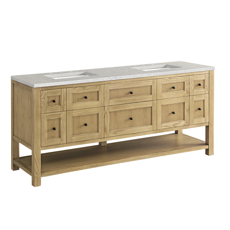 Breckenridge 72'' W Double Vanity, Eternal Jasmine Pearl, Light Natural Oak