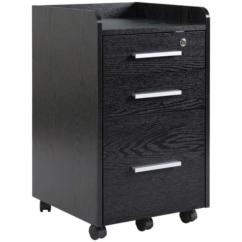 15.4'' Wide 3 -Drawer Mobile File Cabinet, Black