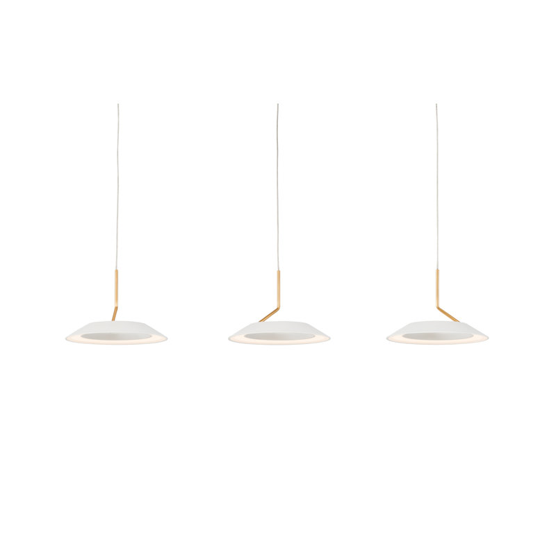 Royyo Matte White & Gold 3-Light LED Kitchen Island Pendant