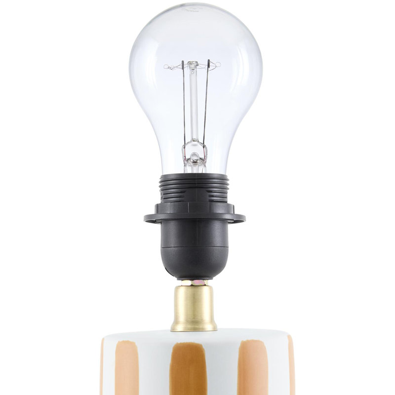 Ceramic Standard Table Lamp with Linen Drum Shade, Orange/White
