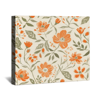 Toile de galerie à motif floral orange en plusieurs tailles