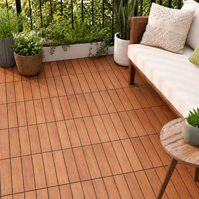 12'' L x 12'' W Solid Wood Interlocking Deck Tile