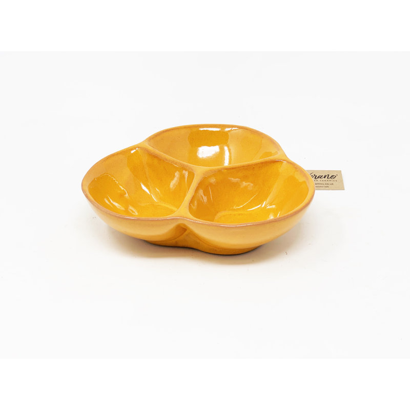 Verano Spanish Ceramics Ceramic Divided Serving Dish, Orange