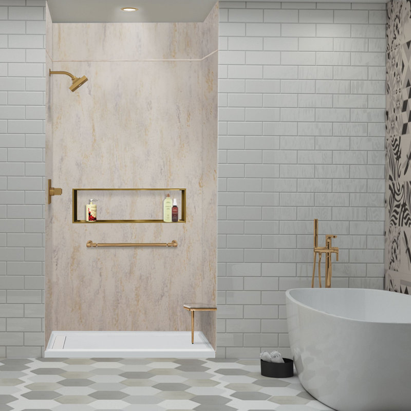 Ensemble de mur de douche à transition 6 pièces 48 po x 36 po x 84/12 po Transition Lusso, H 96 po x l 48 po x P 36 po