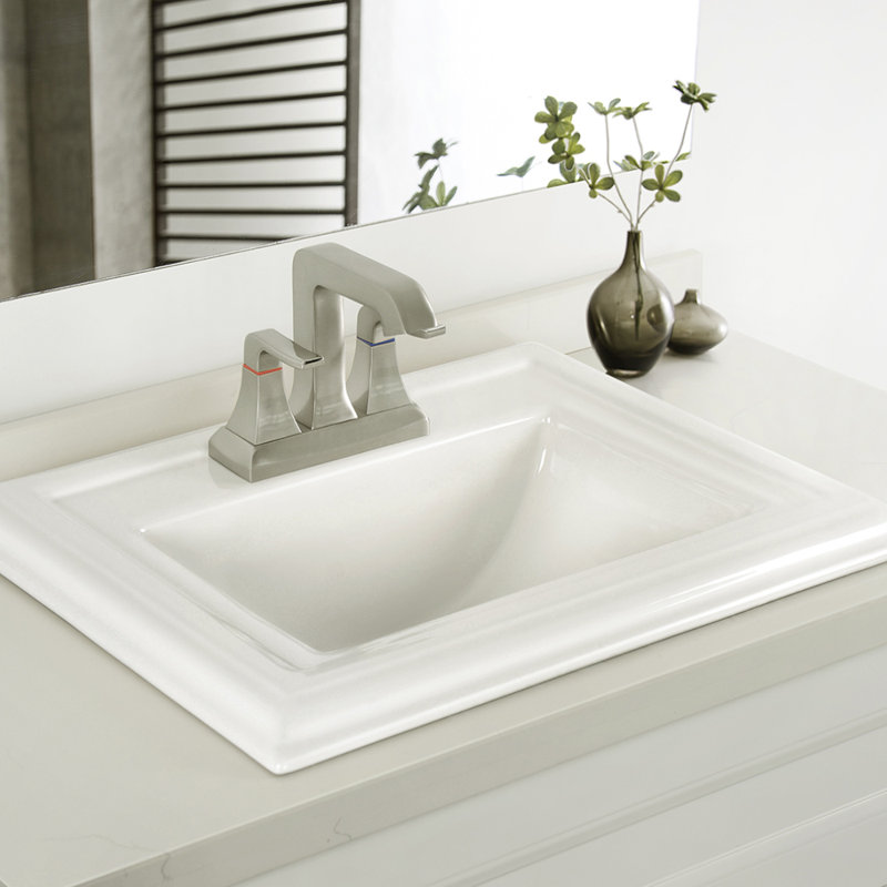 Dekorman 17.6'' White Ceramic Rectangular Bathroom Sink with Overflow