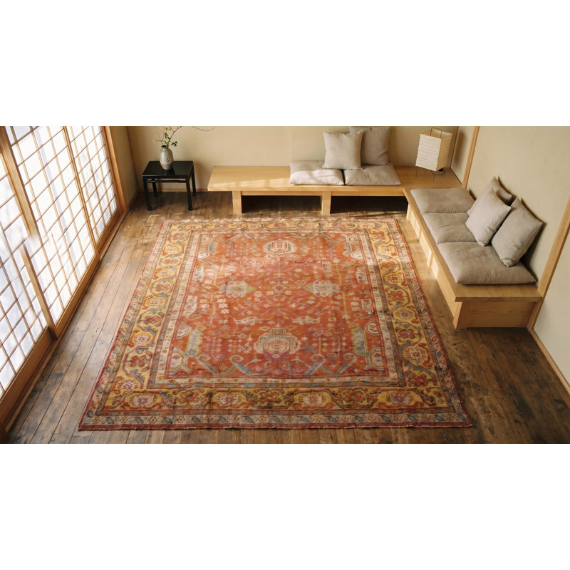 Tapis Oushak rustique antique à grande échelle
