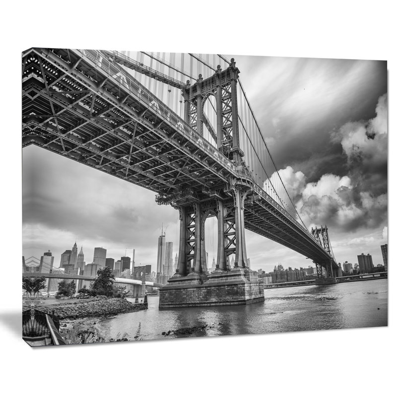 «Manhattan Bridge in Grey Shade», reproduction de photo sur toile tendue, H 8 po x l 12 po x P 1 po