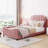 Pink Velvet Upholstered Twin Daybed-875857233
