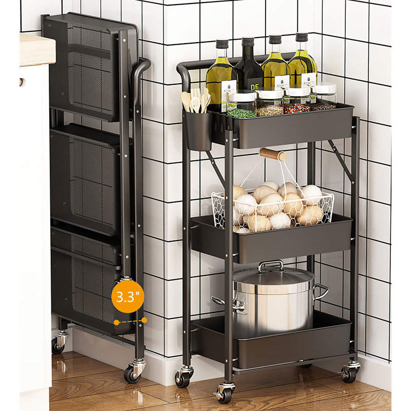 35.2'' H x 17.3'' W Utility Cart with Wheels, Black