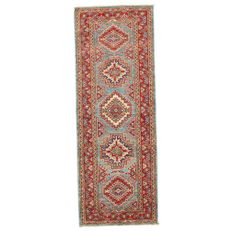 Kazak Wool Oriental Area Rug in Blue/Rust