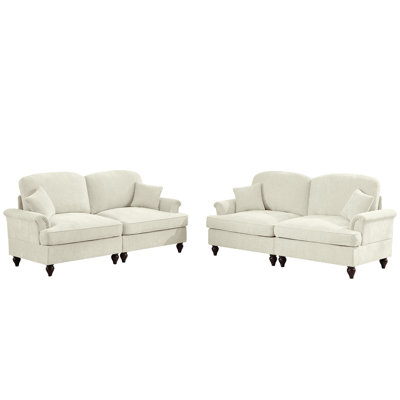 Modern 2-Piece Modular Couch Living Room Sofa Set With Flared Arms And Removable Skirts