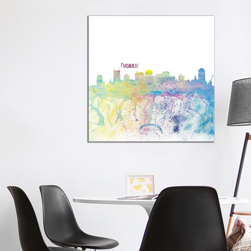 Nashville Tennessee Skyline Silhouette Impressionistic Splash by Markus & Martina Bleichner - Wrapped Canvas Gallery-Wrapped Canvas Giclée