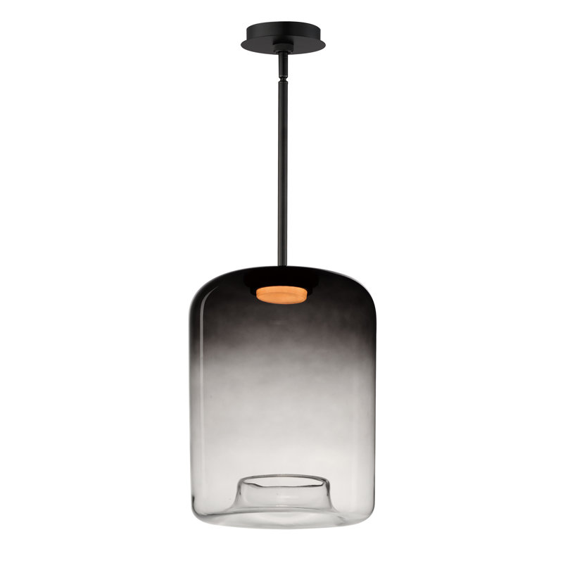 Daysy 1 - Light Matte Black LED Cylinder Pendant, 16" H x 12" W x 12" D