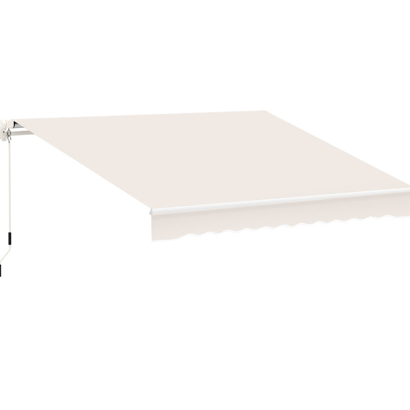 Auvent de terrasse 8 pi x 7 pi, beige - Pare-soleil d'extérieur manuel avec abat-jour ajustable pour dévier et auvent 7 pi, stable rétractable