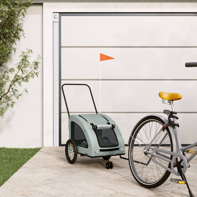 Foldable Pet Bike Trailer, grey, 63.5 x 124.5 x 66 cm
