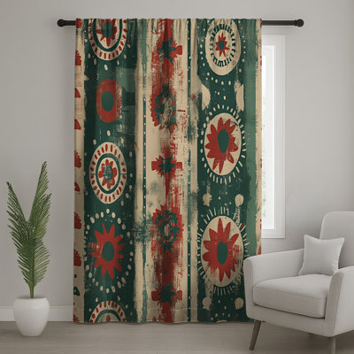 Rideaux abstraits à motif de cercles floraux abstraits, voilages et voilages à motif floral - 1 panneau