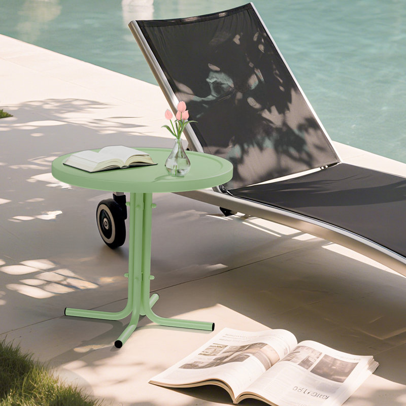 Table d'appoint de patio en acier vert, Vert