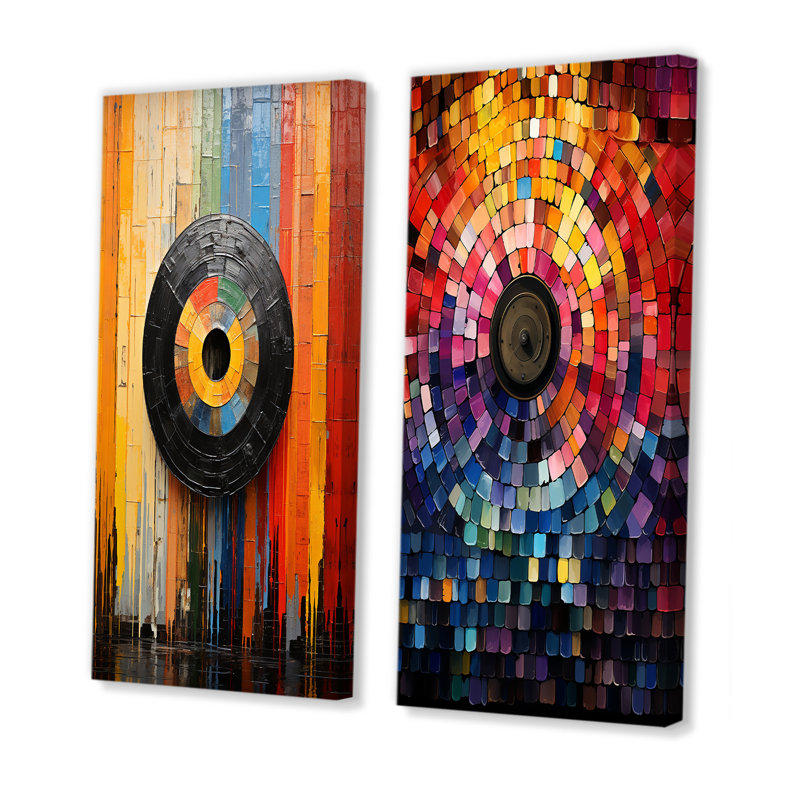 Acoustique Serenity Vinyle Disque I - Ensemble de 2 impressions sur toile, H 28 po x l 25 po, Toile tendue