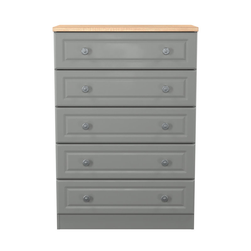 74 cm W Chest of 5 Drawers, Grey