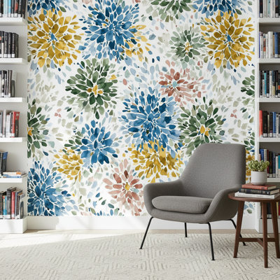 Papier peint floral blanc sur fond blanc