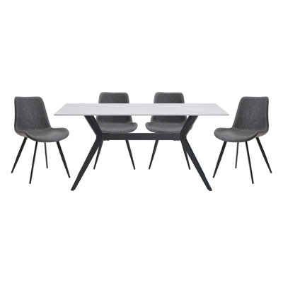 Ensemble de table de salle à manger PC avec chaises en X et pieds en métal