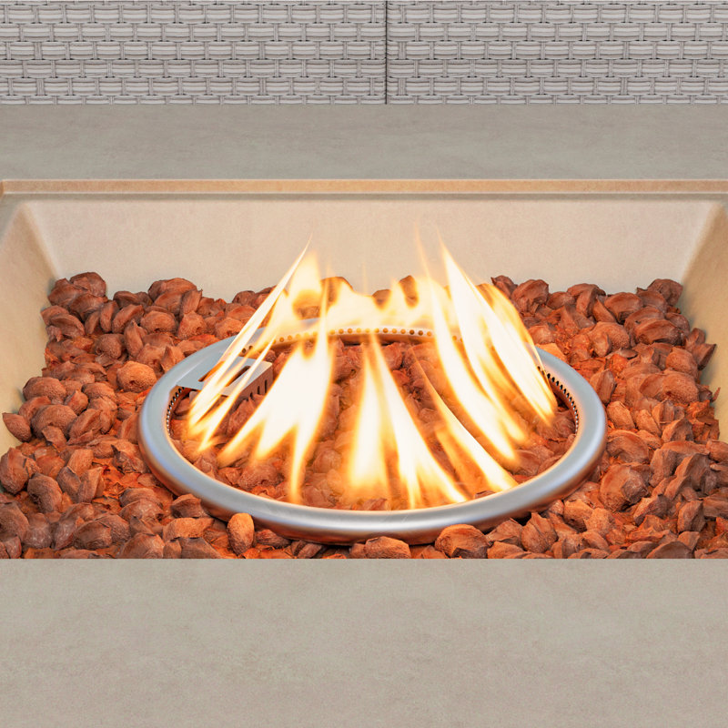 Kinzie Square Concrete Propane Smokeless Fire Pit Table with Lid, Gray