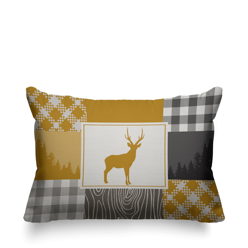 Coussin intérieur / extérieur Range Trees Cabin, Jaune, 14 po x 20 po, Rectangle