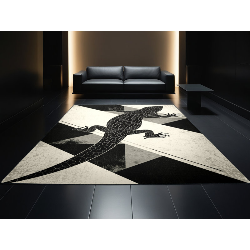 Tapis beige à motif géométrique lavable à la machine Pavnesh Gila, 8 x 10