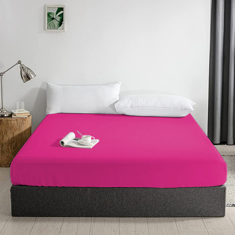 Merituuli 200 TC Microfiber 25cm Deep Fitted Sheets, Kingsize (5'), Hot Pink
