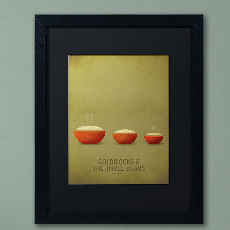 « goldilocks », art encadré, Noir, H 20 po x l 16 po x P 0,5 po