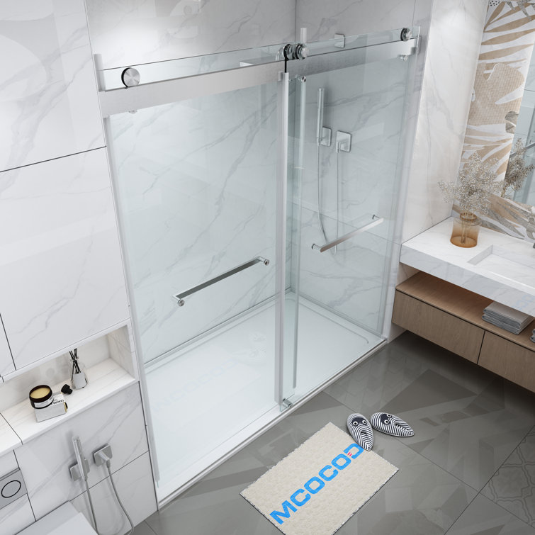 Opal Mirage MCOCOD 70-76.75"W x 76"H Double Sliding Frameless Soft Close Shower Door with 3/8"(10mm)Clear Glass