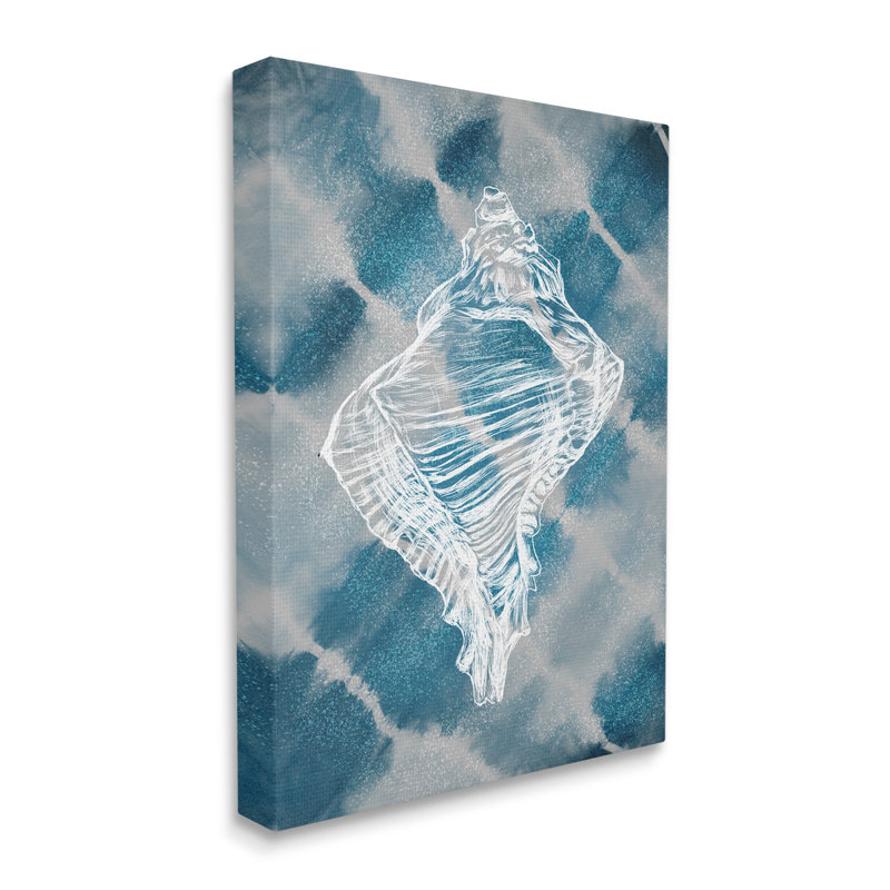 Cravate bleu marine rétro Conch Shell par Ziwei Li 927, Toile tendue, H 40 po x l 30 po x P 1,5 po