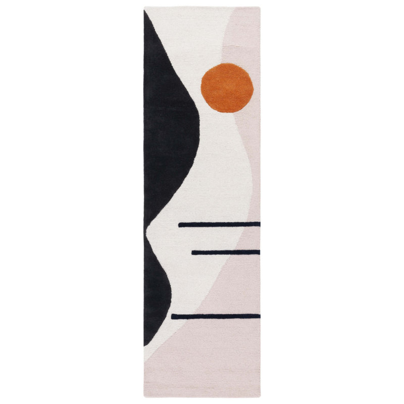 Arabelle Handmade Wool Blush/Black Rug, Runner 2'3" x 8'