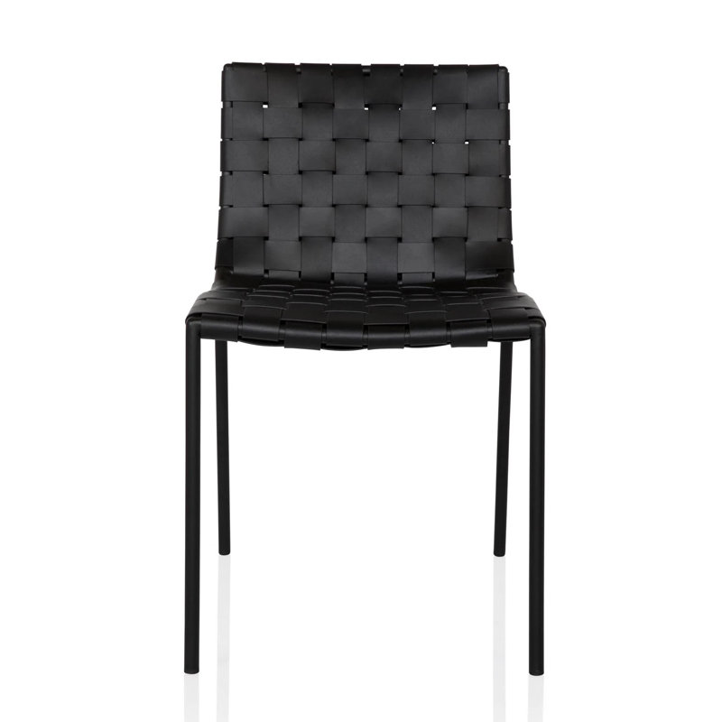 Chaise d'appoint en cuir Laimonas, Noir