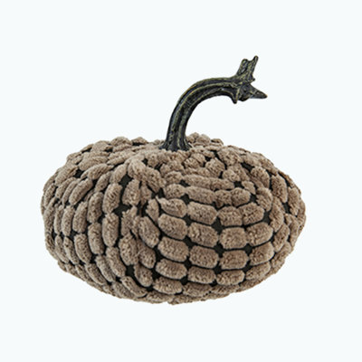 Ensemble de 3 décorations en chenille lestée de 4,8 po x 4,8 po x 4,8 po, brun foncé, citrouille, pour le Festival d'automne des Fêtes et l'Action de grâce
