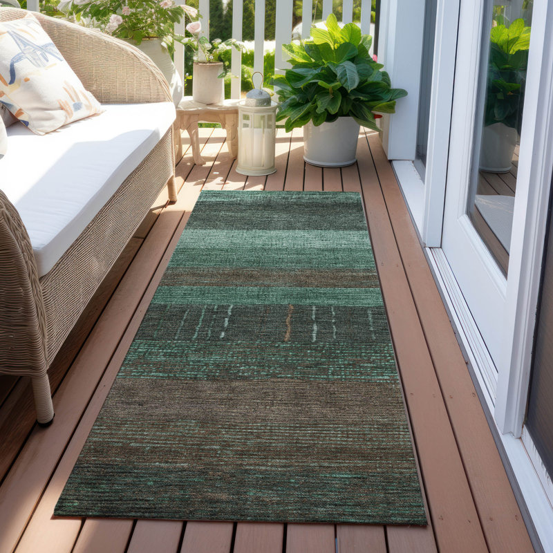Tapis intérieur / extérieur bleu sarcelle lavable Tembira , 2'3" x 7'6"