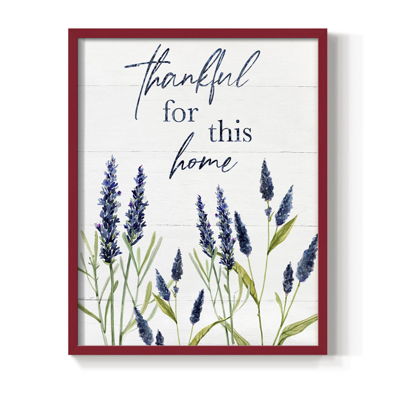 «Thankful for this Home», reproduction encadrée - bois massif, H 15 po x l 12 po, Rouge