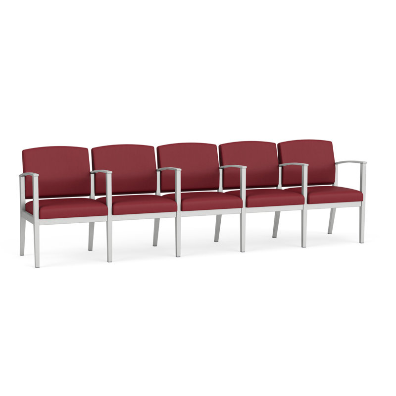 Structure en métal à 5 sièges Amherst, Argent, Vinyle Patriot Plus Bordeaux