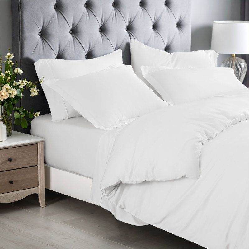 Ensemble de housse de couette 3 pièces Superior & Modern, Blanc, Housse de couette double/grand