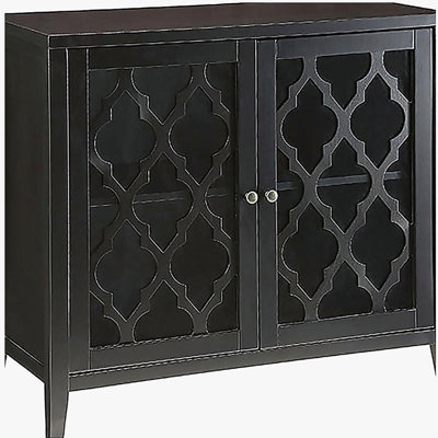 Black display table with internal shelf