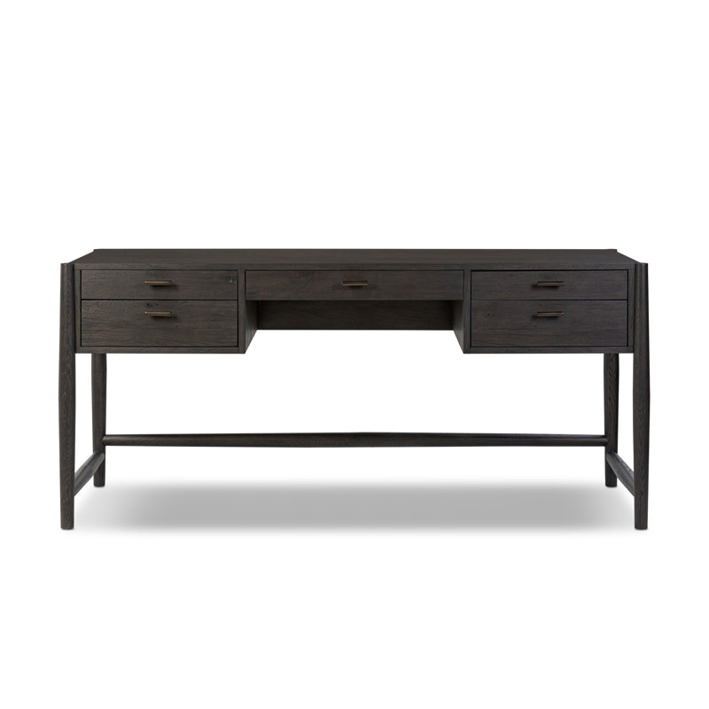 Glenview Solid Wood Writing Desk, Smoked Black Oak