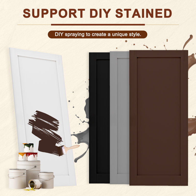 Solid Manufactured Wood  Panel White Primed Sliding Barn Door with Installation Hardware Kit(No Assembly Required), 32" x 80"