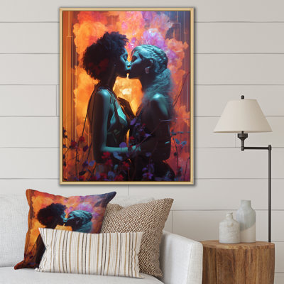 " Retro Love Couple Kissing "