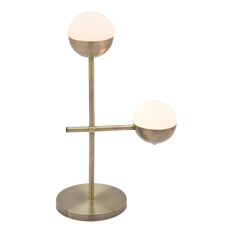 Lampe de table blanche et bronze brossé