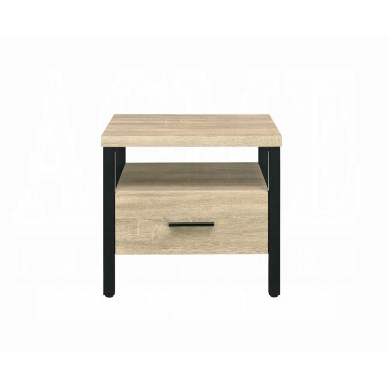 Casey-Mae 1-Drawer Nightstand in Oak and Black