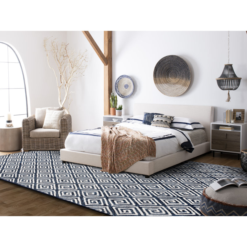 Tashieka Hand Tufted Wool And Cotton With Latex Geometric Rug, Rectangle 8' x 10'