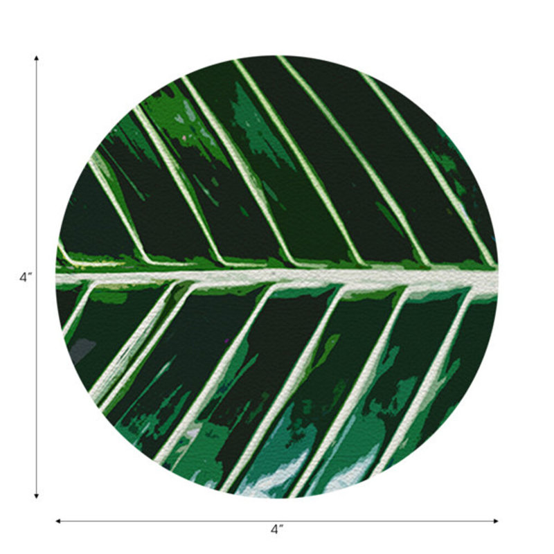 Sous-verres ronds en cuir tropical, Vert